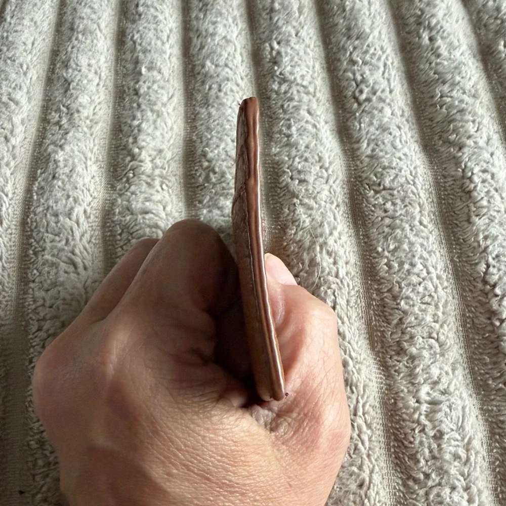 Lodis Pebbled Leather Slim Card Case Wallet Tan Brown ID Window Minimalist